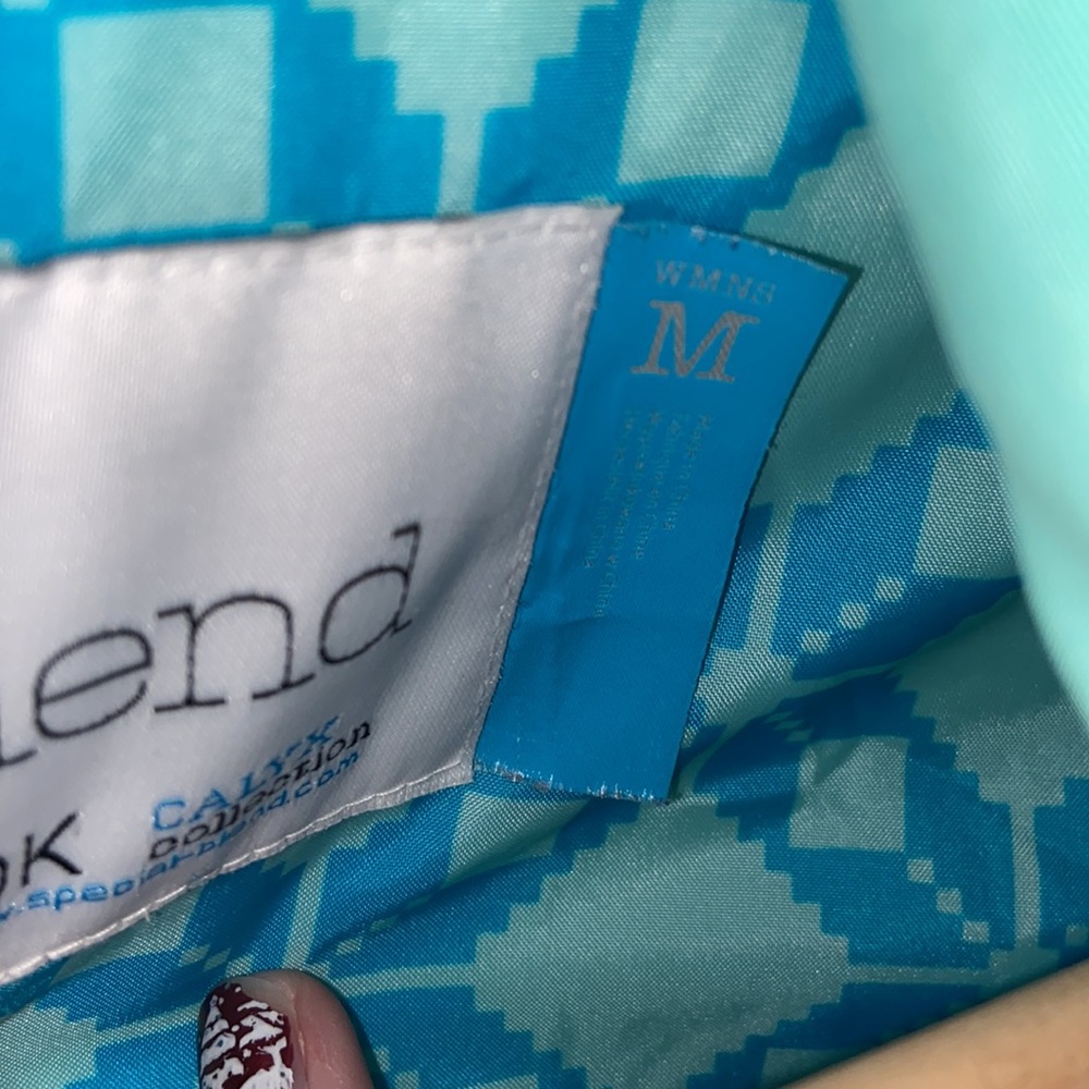 Special Blend Snowboard Jacket Size Medium Green & Blue Stripe Pattern Hooded - Picture 8 of 10